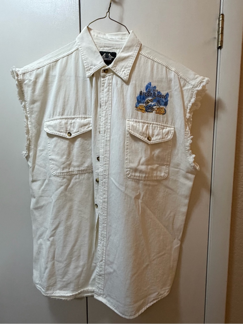 Break Loose White Sleeveless Denim Shirt - Classic Tank Top